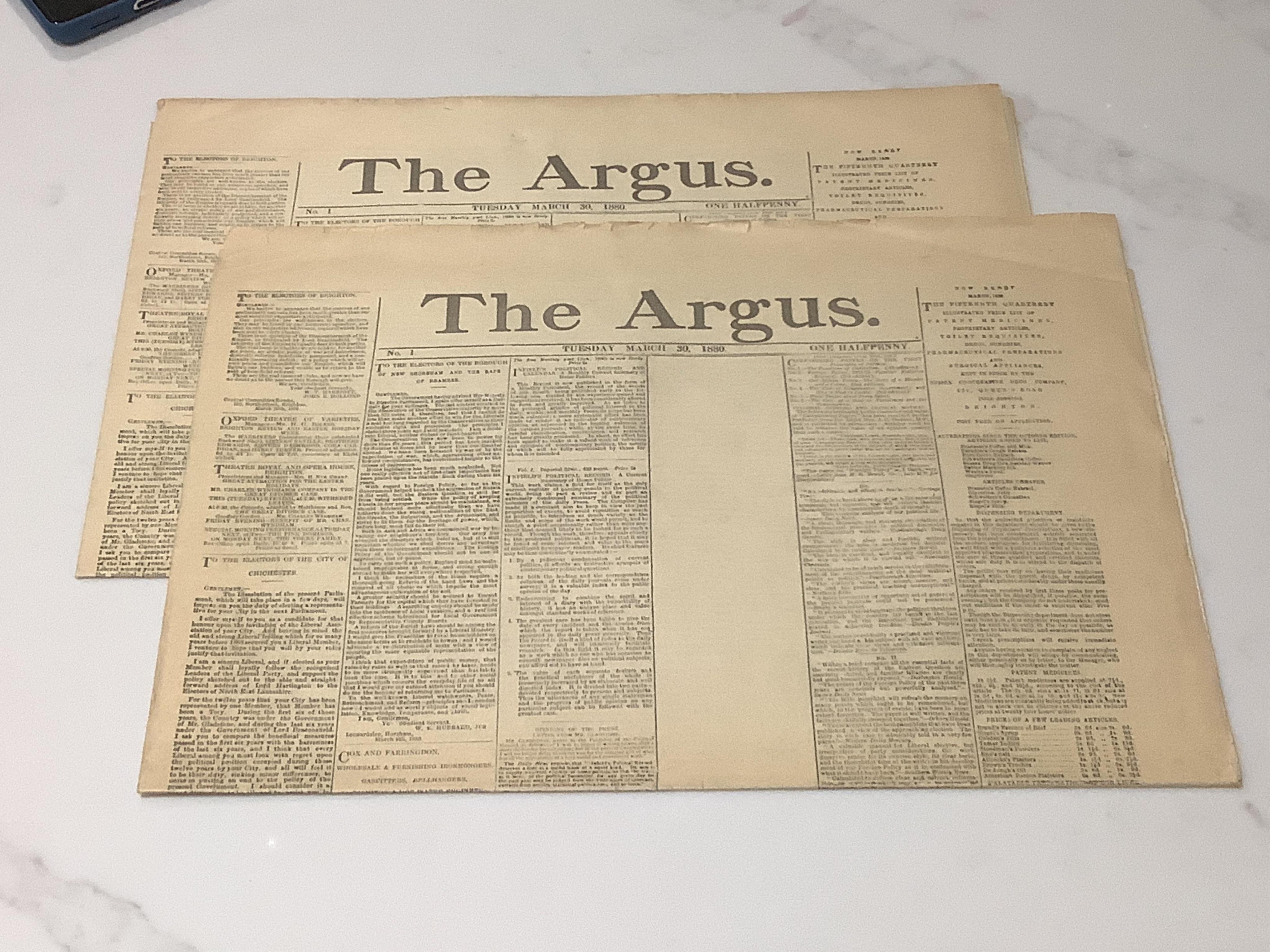 Brighton Area Interest. A group of antique prints and newspapers